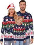 Gyabnw Ladies Family Christmas Jumpers UK Funny Xmas Pullover Crew Neck Ugly Winter Knitted Tops