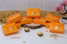 SATYAM KRAFT 10 Pcs Small Decorative Folding Paper Storage Box for Return Gift, Boxes, Perfect for diwali , Birthday, Gift box, Deepawali Gift, Engagement, Dry Fruits Gifting and Invitations (Pack of 10) (Orange)