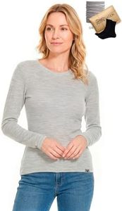 Merino Wool Base Layer Women 100% Merino Wool Long Sleeve Thermal Shirts for Women for Skiing Hiking