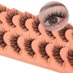 Eyelashes Natural Clear Band Lashes Cat Eye Wispy Faux Mink Lashes 16MM 3D Fluffy Fake Eyelash 7 Pairs Pack by Mavphnee