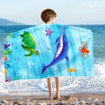 Kids Beach Towel - Ocean Beach Towel 76 x 150cm Absorbent Bath Towel Soft Polyester Quick Dry Bath Towel Oversized Sand Free Beach Blanket Swim Pool Gym Lightweight Bath Towel for Boys Adults