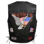 Event Leather Men’s Concealed Carry Motorcycle Vest Black with Patches ELM3930-3X-Large