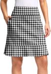 Viodia 20" Knee Length Skorts Skirts for Women with Pockets High Waisted Athletic Tennis Golf Skort for Casual Summer, Houndstooth, Small