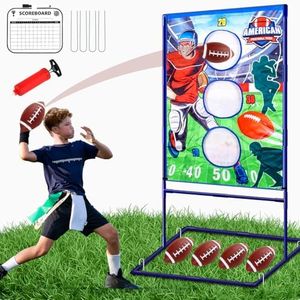 Punieayi Football Toss Game with 4 Inflatable Balls, Football Throwing Target Games for Boys 8-12, Sports and Outdoors Toys for Kids Ages 3+