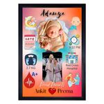 EXELLO New born Baby Birth Photo Frame photo frame 12 x8 Inch, Birthday gift for photo frame, Personalized Gift, wall mount.