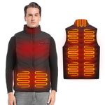 XINSONYUELL Heated Vests for Men,Electric USB Charging Lightweight Warming Heated Jacket with 9 Heated Zones,Washable & Quick Heating(Battery Pack Not Included)