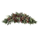 Fuxdre 23 Inch Christmas Swag for Front Door, Xmas Christmas Mailbox Swag Decoration with Pine Needles and Berry, Artificial Decorative Swag Hanging Holiday Decor for Indoor Outdoor Window Wall