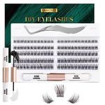 Lanciley DIY Lash Extension Kit 120 Cluster Lashes Individual Lashes with Lash Bond and Seal Tweezers Eyelash Extensions Kit Easy to Apply at Home C D Curl Mix 10-16mm - L23