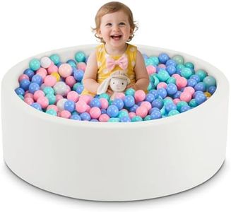 AUNEKIV 35.4" x 11.8" Foam Ball Pit for Toddlers, Baby Round Ball Pits for Babies 1 Years Up, Soft Kids Balls Pool for Boys and Girls, Balls Not Included, White