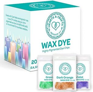 Hearts and Crafts Soy Wax Candle Dye - 20 Color Wax Chip Dyes for DIY Candle Making Supplies