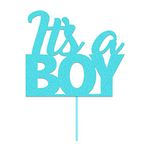 'It's A Boy' Light Blue Diamond Cake Topper, Pack of 1 - Dazzling Design, Perfect Decoration for Baby Showers, Gender Reveal Parties, & More