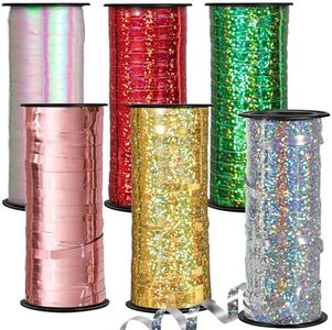 6 Rolls Curling Ribbon Set, 600 Yards （1800 Ft） 1/5 Inch Balloon String Ribbon Thin Ribbons for Gift Wrapping Art Crafts Wedding Birthday Party Christmas Decorations