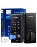 Philips Wi-Fi Smart Door Lock, Keyless Entry Door Lock with App Control,Fingerprint ID,Auto Unlock,Keypad Deadbolt with Wi-Fi Bridge Adaptor,Smart Locks for Front Door - Matte Black