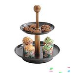 Elan Knob 2 Tier Stacked Cake Cupcake & Dessert Stand, Cupcake Display Stand, Party Cupcake Tower (Antique Black)