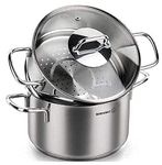 Korkmaz Perla Stainless Steel Steamer Cooking Pot Cooker Double Boiler Stack Insert with Glass Lid, 4-Quart, a1521