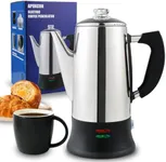 APOXCON Electric Coffee Percolator ETL Approved 12 Cup Stainless Steel Coffee Maker with Heat Resistant Tough Glass Knob Automatic Keep Warm & Cordless Serving Classic Coffee Pot with On/OFF Switch