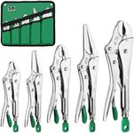 SK locking Pliers Set, Long Nose & Curved Jaw locking Pliers, 5-piece, Premium CR-V Construction, Ergonomic Anti-slip Handle, Ideal for Welding or Assembly