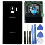 ubrokeifixit Galaxy S9 G960 Rear Back Glass Door Cover Replacement for Samsung Galaxy S9 G960 5.8",Camera Glass Lens Cover,Pre-Cut Tape(NOT for Galaxy S9+ G965 6.2") (S9/Black/ONLY-Back-Cover)