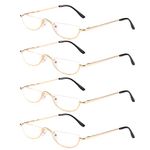 KoKoBin Half Reading Glasses - 4 Pairs Half Rim Metal Frame Glasses Spring Hinge Readers for Men and Women, Gold 2.50