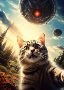 UFO Selfie Cat 1000-Piece Puzzle - UFO Cat Jigsaw Puzzle for Adults with Alien Spaceship, Fun and Unique for Fans of Felines and Extra Terrestrials (1000 Pieces)