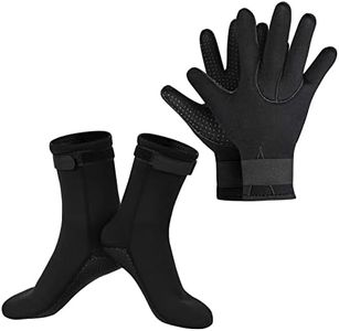 SUPERFA 3mm Neoprene Gloves and Socks, 3mm Thermal Diving Gloves and Socks with Adjustable Waist Strap, Flexible Wetsuit Gloves and Socks, for Diving, Surfing, Kayaking Rafting