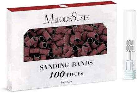 MelodySusie 100 Pcs Nail Drill Bits Sanding Bands for Nail Drill 150 Medium Grit Nail File Sanding Bands for Acrylic Nails Gel Manicures and Pedicure