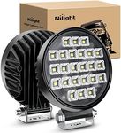 Nilight 4.3 Inch Round Utility LED Work Light W/Integrated Toggle Switch, 2PCS 72W 5760LM 150° Flood Lamp for Offroad Heavy Equipment Vehicles Truck Tractor Golf cart Boat ATV UTV