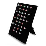 NCOALE Jewellery Ring Display, Black Velvet Rings Stands Boards Tray Holder with 50 Slot Ring Display, Stand Padded Ring Display Trays Earring Organizer Holder (Black)