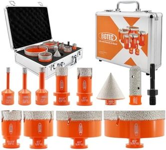 BGTEC Tile Hole Saw Kit Diamond - 12PCS 5/8-11 Thread Drill Bit 6/8/10/19/25/35/50/75/102mm+50mm Chamfer Bit+20mm Finger Bit+SDS Adapter for Pocelian Tile Ceramic Marble Granite Stoneware