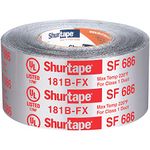 Shurtape SF 686 UL ShurMASTIC Butyl Foil Indoor/Outdoor HVAC Tape, 181B-FX Listed/Printed, 3" x 33.3 Yards, Silver, 1 Roll (111163)