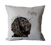 Personal Black Cocker Spaniel Dog Country Canvas Cushion - Custom Dog Owner & Lover Linen Cushion - Puppy Cushion Cover with Inner Filler