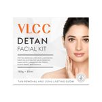 VLCC De-Tan Facial Kit - 180g (150g+30ml) | For Tan Removal, Skin Lightening | Hydrates, Removes Dark Spots, Pigmentation, Pores, Blackheads & Whiteheads | With SPF 15+ Moisturizer