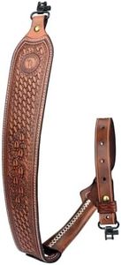 TOURBON Vintage Leather Rifle Sling with or Without Swivels Hunting Gun Strap for Shotgun with Thumb Loop (Sling with Type1 Swivels)