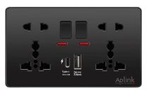 APLINK Wall socket with type C-18w USB 3.1 AMP BLACK WITH BACK BOX