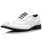 Ferro Aldo Arthur MFA139001D Mens Wingtip Two Tone Oxford Black and White Spectator Dress Shoes, White, 8 UK