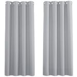 PONY DANCE Silver Blackout Eyelet Curtains 54 Inch Drop Thermal Curtains for Bedroom, Living Room, Kitchen Window Treatment Small Curtains & Drapes, W46 X L54, 2 Panels, Silver Grey