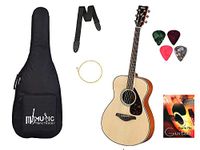 STANDZO Rosewood Yamaha F280 Acoustic Guitar, Natural With Padded Carry Bag, Belt, Picks, String and Learning Book Combo Pack