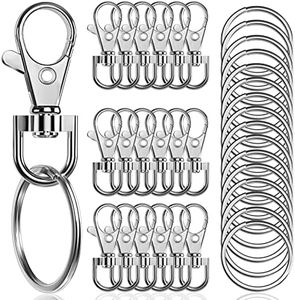 100 Pcs Premium Swivel Snap Hooks with Key Rings,Metal Lanyard Keychain Hooks Lobster Clasps for Key Jewelry DIY Crafts 1.5inch/38mm(50 Pcs Lanyard Snap Hooks+50 Pcs Key Rings)