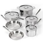 All-Clad D3 Stainless Cookware Set, Pots and Pans, Tri-Ply Stainless Steel, Professional Grade, 10-Piece, 8400000962