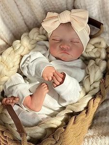 Anano Muñeca Bebé Reborn Silicona Vinilo Cuerpo Completo Niña Ojos Cierrado 48cm, Suave Reborn Baby Recién Nacido Realista Regalo, Puede Baño