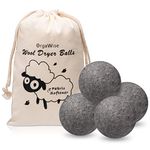 OrgaWise Wool Dryer Balls 4-Pack, Reuseable,Static reducing, 100% Organic New Zealand Wool Tumble Dryer Ball Wool Drying Balls, Natural Fabric Softener. (4 pack grey)