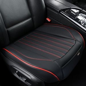 BWTJF Front Car Seat Bottom Covers 2 Pack, Universal Auto Seat Cushions, Nappa Leather Full Wrapping Edge Compatible with Most of Vehicles - SUVs/Sedans/Pickup Trucks, Black&Red