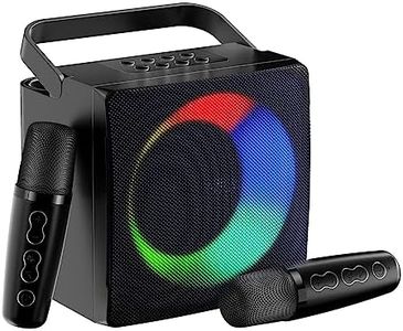 GJCrafts Karaoke con Luce LED, Karaoke Bluetooth con Microfono Senza Fili, Altoparlante Karaoke Portatile con Maniglia, Audio Regali per Feste e Presentazioni(Nero)