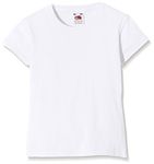 Fruit of the Loom Girl's Valueweight T Shirt, White, 7-8 Years UK