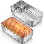 LIANYU 2 Pack Bread Loaf Pans for Baking Bread, Stainless Steel Bread Loaf Pan, Bread Pans for Homemade Bread, Long Meatloaf Baking Pan, Loaf Tin Pan for Banana Bread, Dishwasher Safe