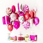 Christmas Balloons Party Decorations Bouquet Bunch Hot Pink Silver Red For Holidays Baby & Bridal Shower Bachelorette Hen Party Wedding Hallooween Princess Theme Birthday School Function