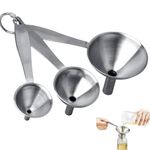 TSKDKIT 3 Pcs Stainless Steel Kitchen Funnel Set for Powder, Oil, Fluid etc, Mini Metal Funnels Spice Funnel For Filling Small Bottle