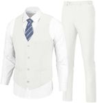 SISAVE Men's Suit 2 Pieces Slim Fit Dress Vest and Pants Set Prom Suits for Mens Formal Wedding Party Tuxedo, Ivory, Medium