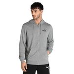 Puma mens Cotton Hooded Neck ESS Small Logo FZ Hoodie TR Medium Gray(586704)