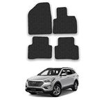 Rubber Car Mats Compatible with Hyundai Santa Fe (2012-2018) Tailored Fit Rubber Floor Mats Set Accessory Black Custom Fit 4 Pieces with Clips - Anti-Slip Backing, Heavy Duty & Waterproof